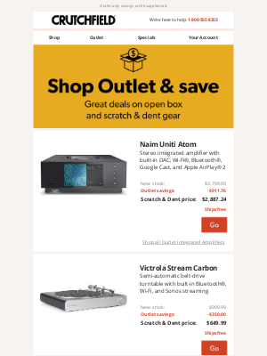 Crutchfield - Crutchfield Outlet Savings up to $1,438