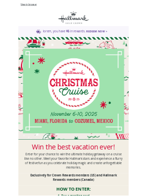 Hallmark - Win a Hallmark Christmas Cruise! 🛳️