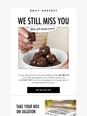 Daily Harvest - 25% off ENDING SOON