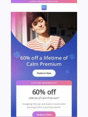 Calm - ✨ 60% off Lifetime Memberships for Black Friday