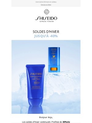 SHISEIDO (France) - Soldes d’hiver : jusqu'à -40% sur une sélection de produits.