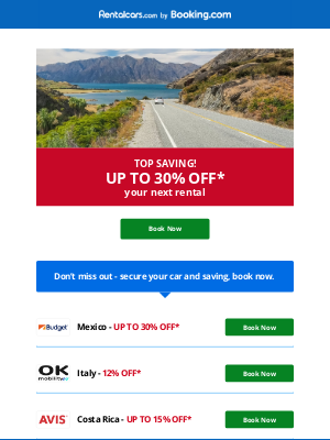 Rentalcars - Hit the road with up to 30% off