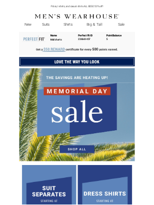 Men's Wearhouse - Memorial Day Sale! Snag fresh styles just in time for summer. 😎