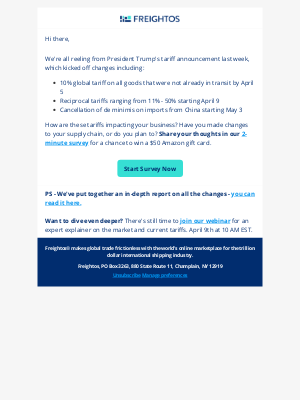 Freightos - Tariff Effects + Take our Survey for a Chance to Win