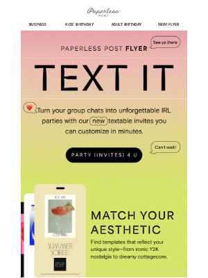 Paperless Post - New! Textable invites for IRL parties