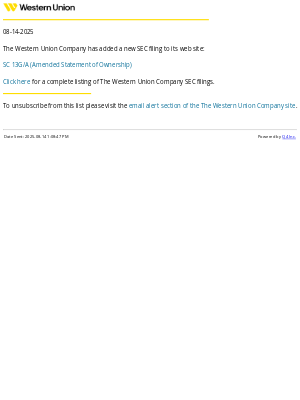 Western Union(United Kingdom) - Western Union - SC 13G/A (Amended Statement of Ownership) SEC Filing