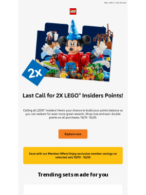 LEGO - Last chance for 2X points!