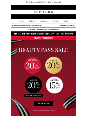 Sephora (Australia) - 🚨FINAL HOURS: Beauty Pass Sale🚨