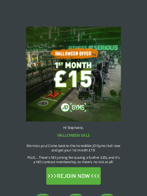 JD Gyms - HALLOWEEN SALE! 1st Month £15, No Contract!