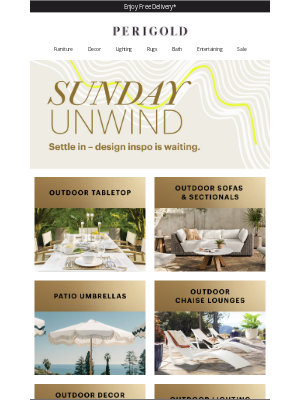 Perigold - NEW Outdoor Tabletop, Patio Sofas & more for your summer update.