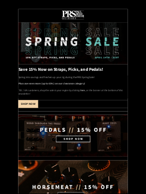 prsguitars - Spring Into Savings 🌷 15% Off PRS Pedals, Straps, Picks, and More!