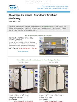 Riley Surface World (United Kingdom) - Showroom Clearance - Grab Your New Finishing Machinery Now! 🚨