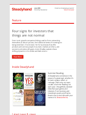 Steadyhand (Canada) - Steadyhand Monthly Newsletter — July 2025