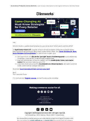 Internet Retailer - Tomorrow's Webinar: Game-Changing AI Strategies for Retailers