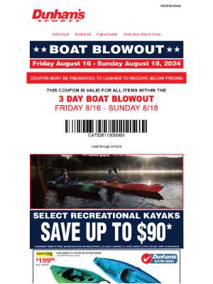 Dunham's Sports - ⭐ Boat Blowout ⭐ Up to $200 Off Kayaks