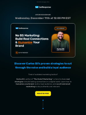 GetResponse - 🎥 [Webinar] No BS Marketing: Build Real Connections & Humanize Your Brand in a Digital World