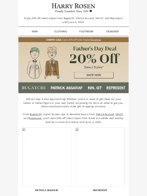 Harry Rosen - FATHER'S DAY DEAL: 20% Off Top-Selling Brands