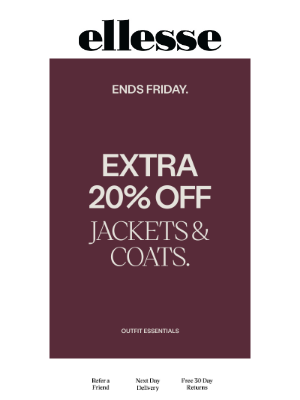 ellesse(United Kingdom) - Extra 20% Off Jackets Ends Tomorrow