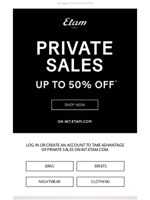 Etam (International - English) - PRIVATE SALES | UP TO 50% OFF