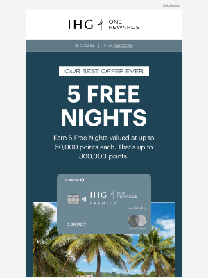 Intercontinental Hotel Group - Earn 5 Free Nights with our Premier 💳