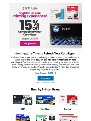 123inkjets - Our Ink & Toner Deal: 15% Off Compatible Ink!