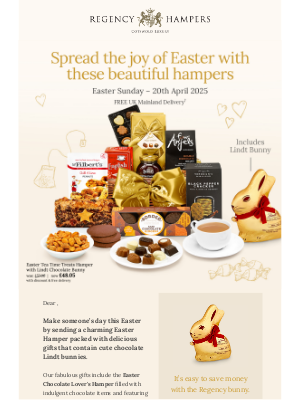 Regency Hampers - Not Long 'til Easter! Order by 3pm Tomorrow & Save 22.5%
