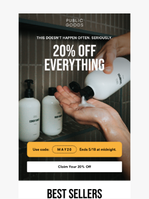 Public Goods - 20% OFF Sitewide: Restock Your Faves!