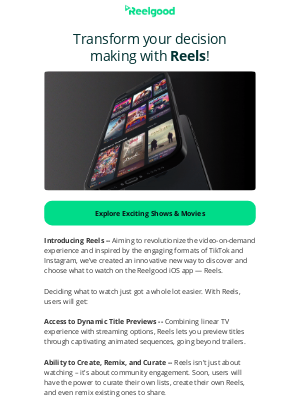 reelgood - Introducing Reels: Transform How You Choose What to Watch! ✨
