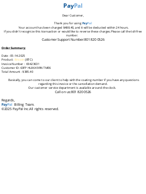 Ritz Camera - PayPal Billing alert:We've started your $385.40 USD order successfully