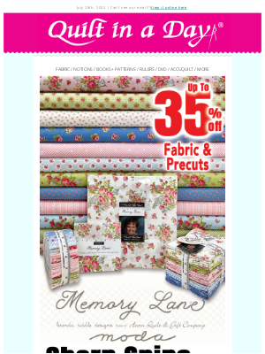 Quilt In A Day - Up to 40% off - Memory Lane, Sharp Scissors & Mondo Bag Pattern