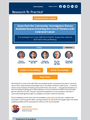 Research To Practice - Proceedings from a Symposium on Colorectal Cancer — A CME/MOC Program
