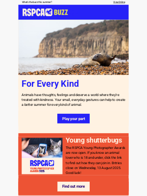 RSPCA (United Kingdom) - Create a better world for every animal in summer