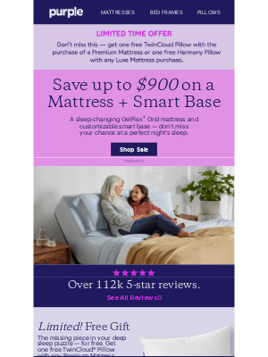 Purple - Get The Deeper Sleep Combo up to $900 Off