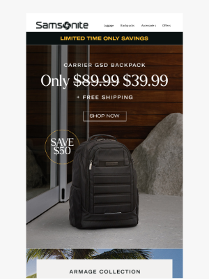 Samsonite - Top Selling GSD Backpack for Only $39.99 + FREE Shipping