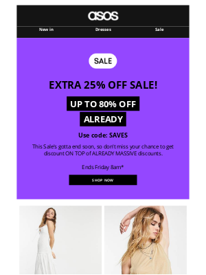 ASOS (UK) - Don't miss: Extra 25% off!