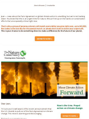 The Nature Conservancy - Last chance – Urgent match deadline