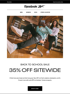 Reebok - 35% off for back to school starts now