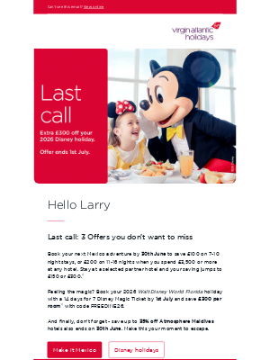 Last call for £300 off Mexico and Disney holidays