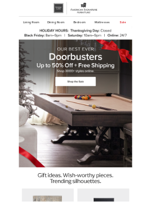 Ashley Furniture Industries - Hurry >> Get up to 50% off 3000+ Doorbusters.