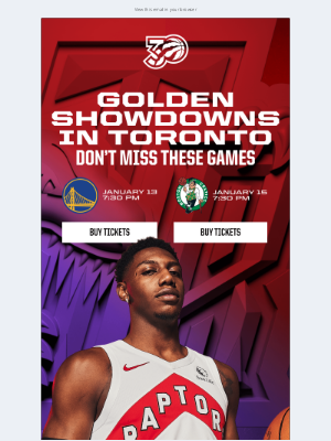 Toronto Raptors - Golden Showdowns In Toronto. Get Tickets Now!