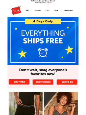 Hanes - 4 Days Only! Free Shipping on All Orders 🚚