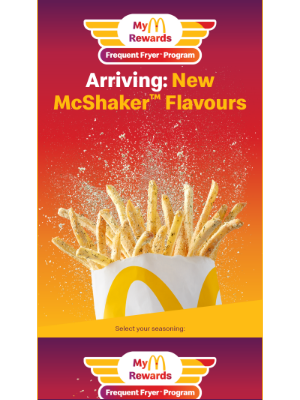 McDonald's (Canada) - Nancy Padraig, Now arriving: two New McShaker Fries ✈️