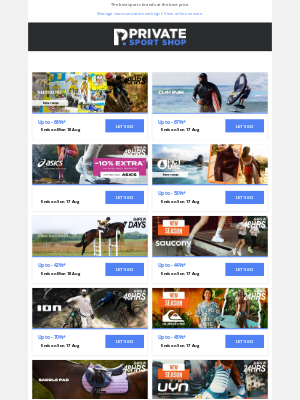 Private Sport Shop - Offer ends tonight: Dakine Watersports, Picture, Saucony, Ion bike, Quiksilver