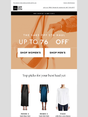 Saks Fifth Avenue OFF 5TH - Up to 80% OFF calls for a haul