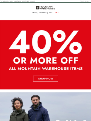 Mountain Warehouse (New Zealand) - That 40% Or More Off More Is Still Waiting for You ⏰