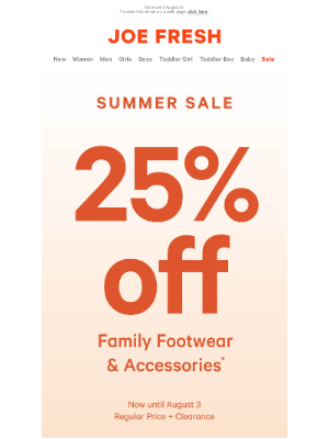 Joe Fresh (CA) - 25% off Family Footwear & Accessories! 🚨