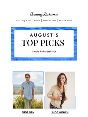 Tommy Bahama - Votes Are In! August's Top Styles Are...