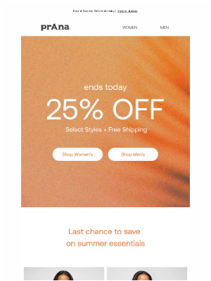 prAna - Last Chance for 25% Off
