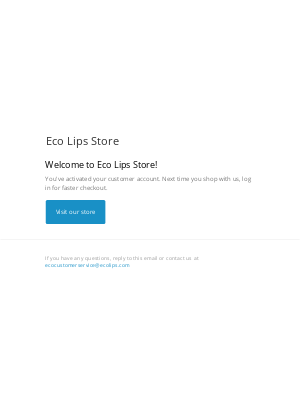 Eco Lips - Customer account confirmation