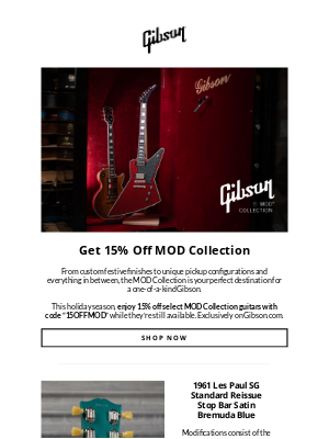 Gibson - Get 15% off select MOD Collection guitars